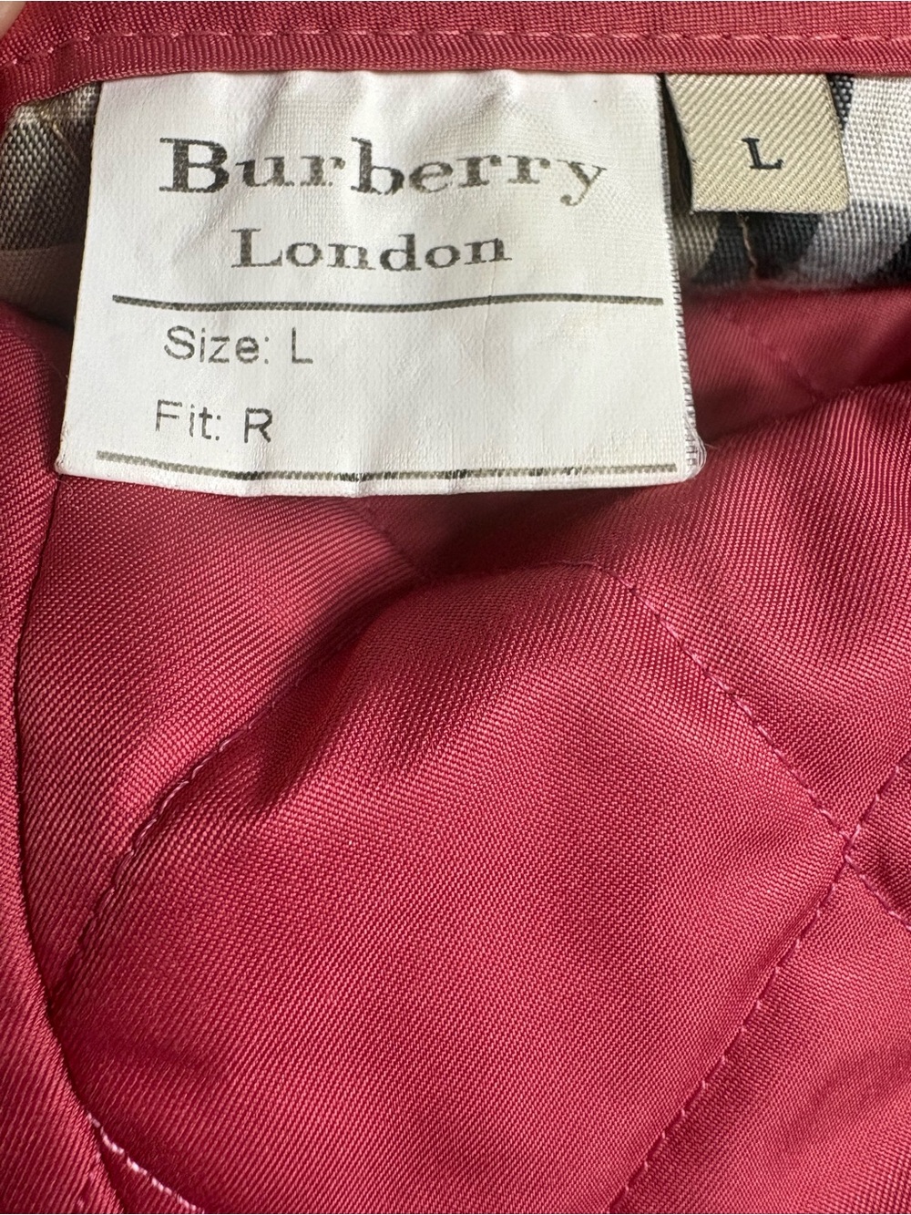 Burberry London Coral Pink Diamond Quilted Nova Check Lined Jacket Large *Flaws - Picture 16 of 16